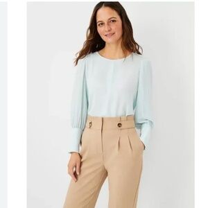 Mixed Media Puff Sleeve Top in Spring Dew by Ann Taylor Size Medium